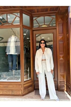 TAŞLI ÖRME TAKIM - BEYAZ - M