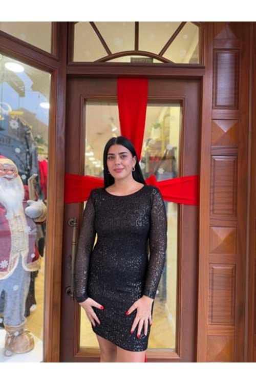 PENCERELİ PAYETLİ - SİYAH - L